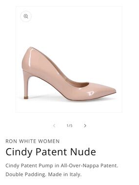 Ron White Cindy Patent Nude Heels Size 38.5/ 8 US Made in Italy.